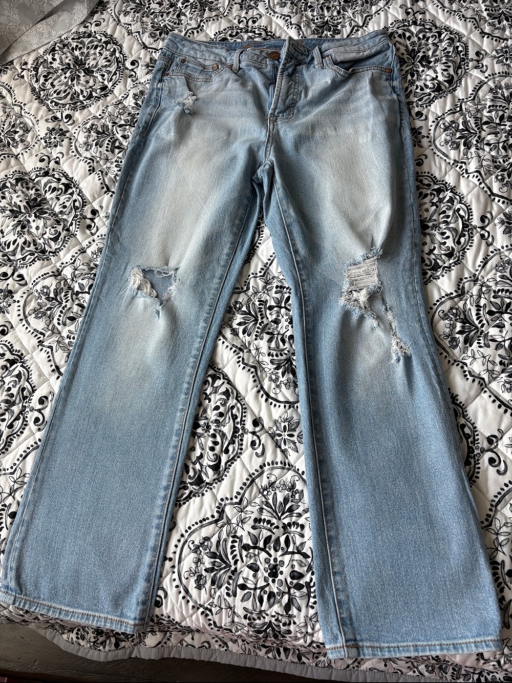 Seven7 Light Blue Distressed Flare Jeans